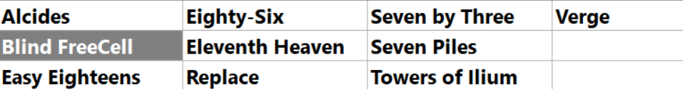 Pretty Good Solitaire List of Games